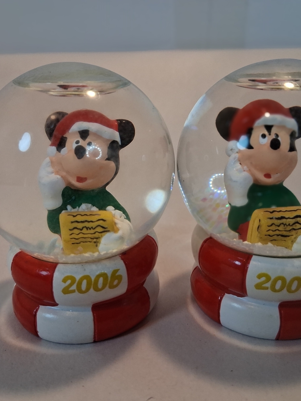 Mickey Mouse Red and White Holiday Snow Globe Toy - 2006